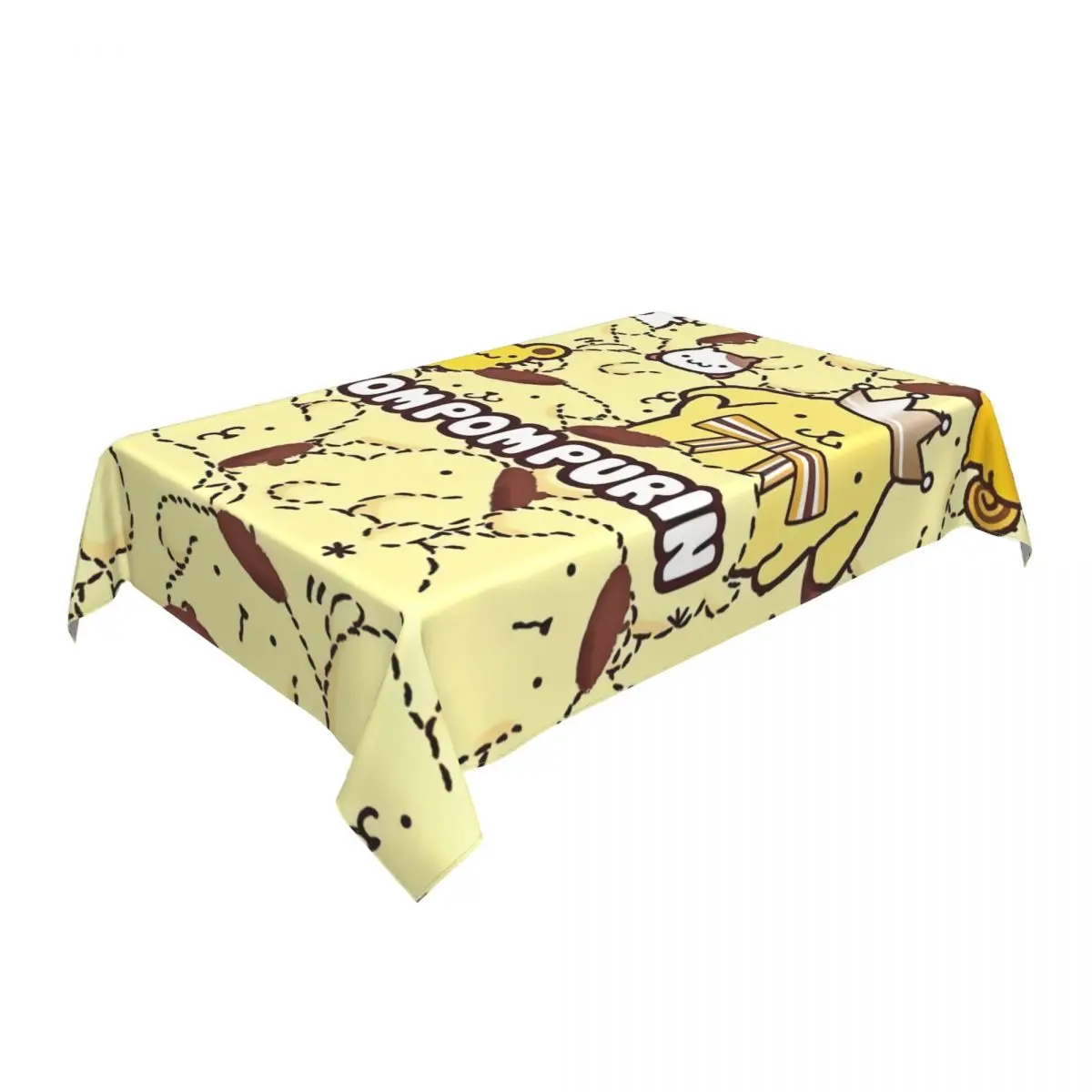 Rectangular Waterproof Oil-Proof Pompompurin Sanrio Cartoon Tablecloth Backing Elastic Edge Table Cover 45