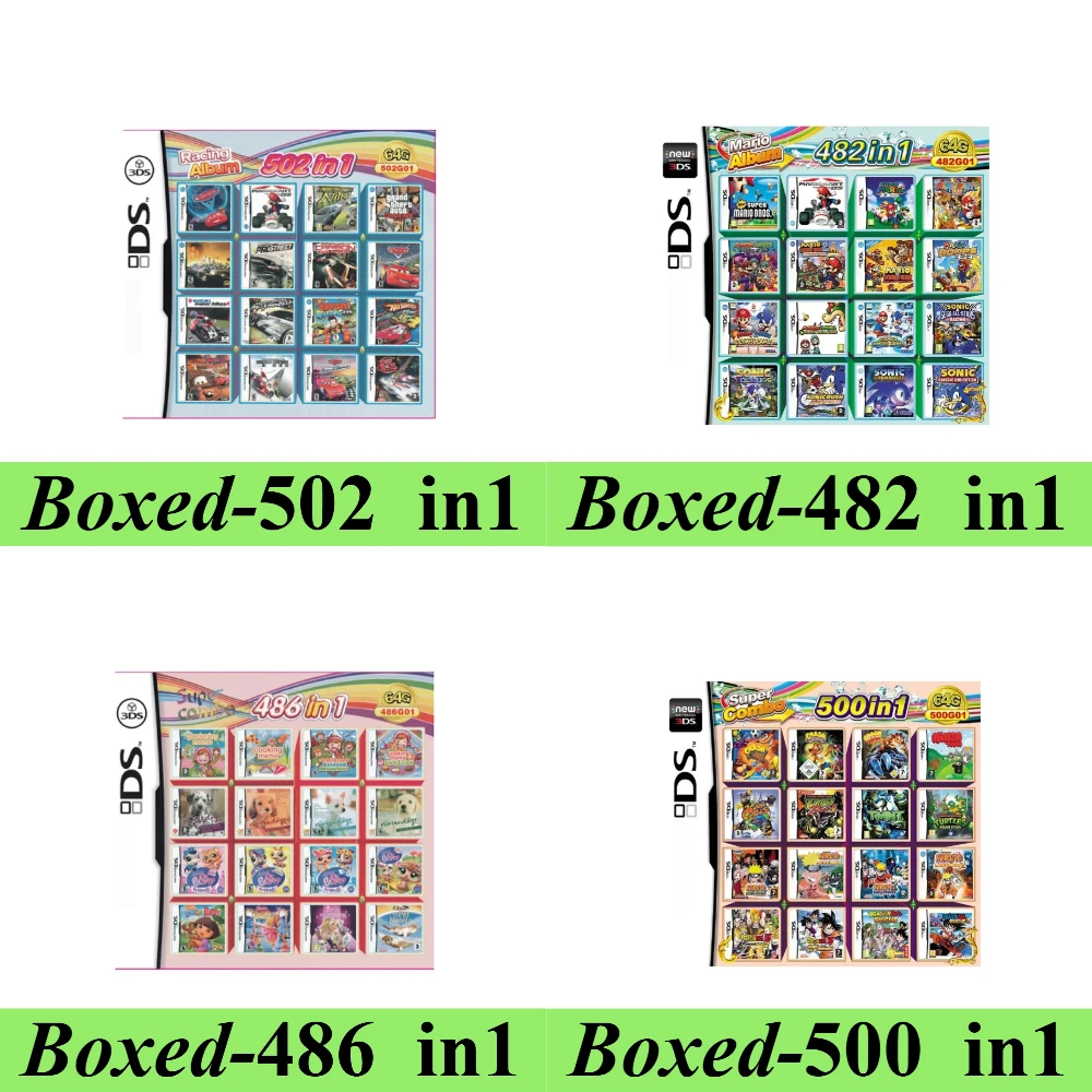 4300-in-1, 23-in-1, 208-in-1, 480-in-1 Multi Games Game Cartridge Card USA Versie Compilatie DS NDS 3DS 3DS NDSL Videogame Handheld Speler