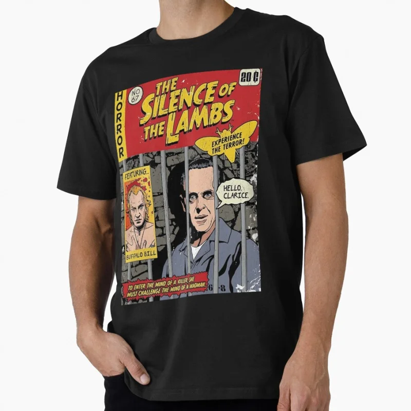 

Hello Clarice Hannibal 70's style Social distancing Horror The Cannibal Gourmet Killer gift T shirt for man Large size Tops