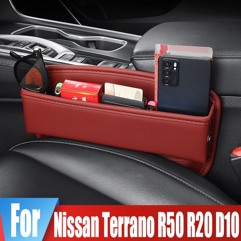 

Car Seat Crevice Storage Pocket Box For Nissan Terrano R50 R20 D10 Cup Phone Key Card USB Reserved Charging Cable Hole Organizer