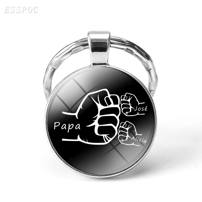 Regalo personalizzato portachiavi per la festa del papà personalizzato nome per bambini stampa portachiavi a cupola in vetro regali per la