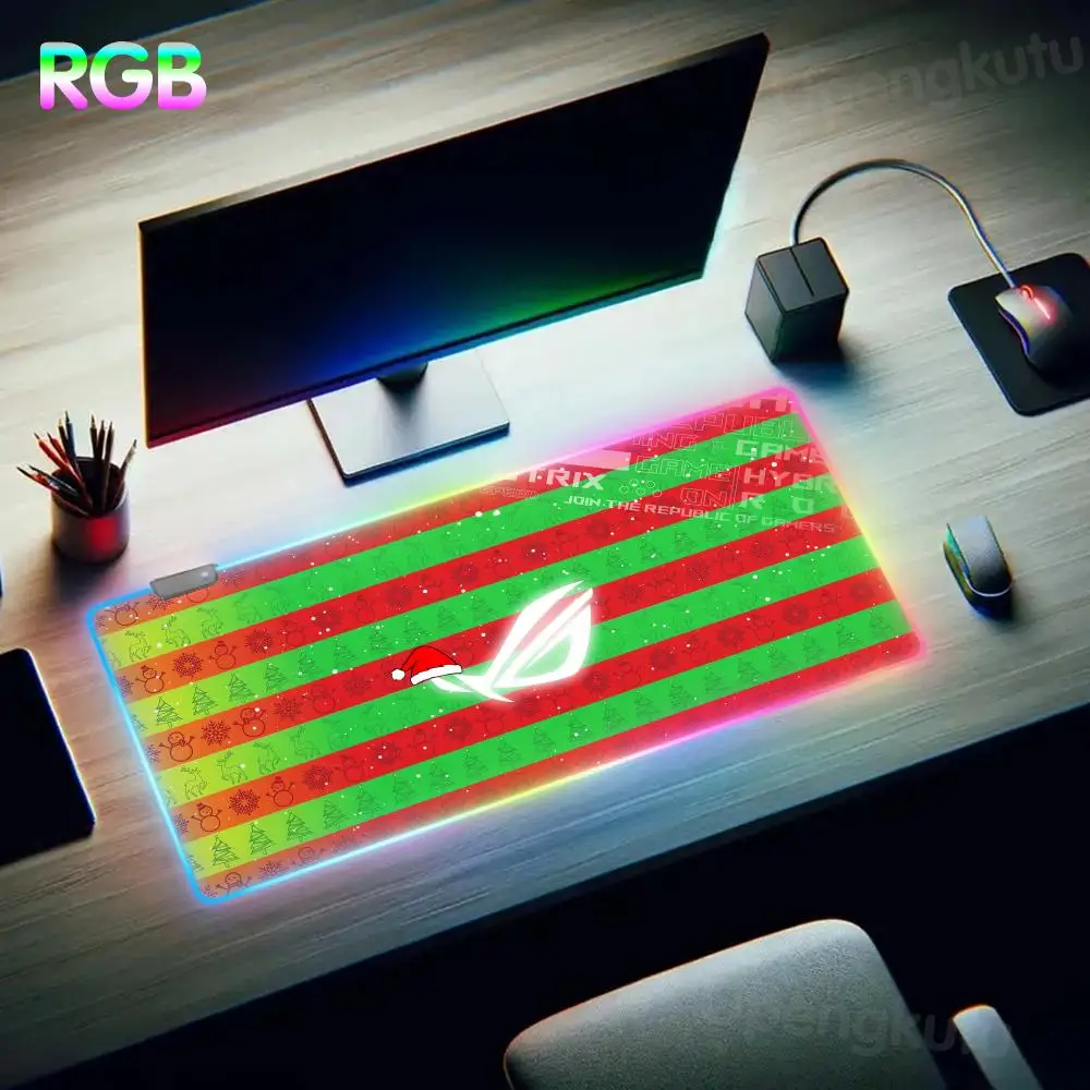 R_republic of G_gamers Mouse Pad RGB Boyfriend Gift Mouse Pad LED Large Almohadilla De Escritorio Size For E-sports Keyboard