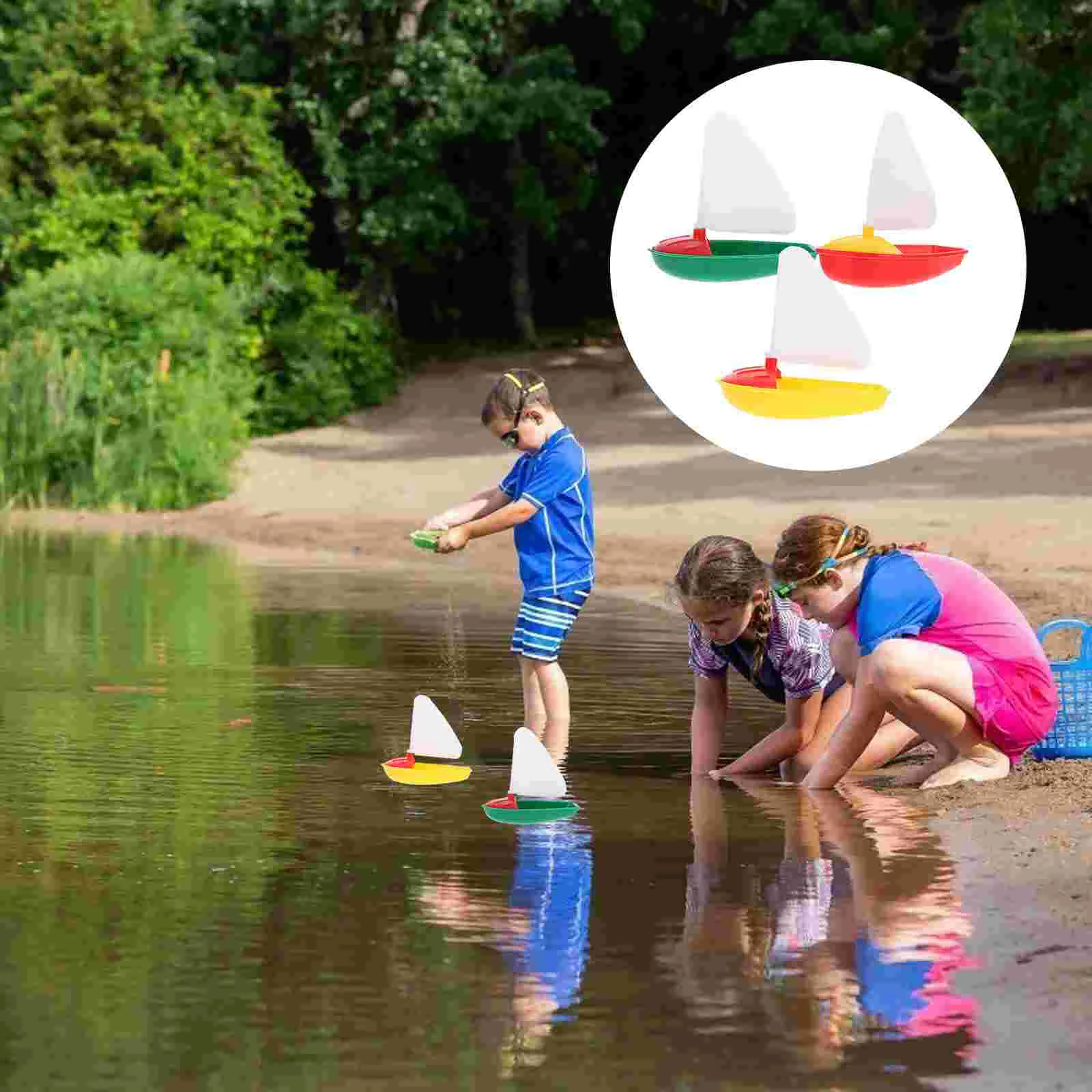 1 conjunto de 3 peças mini barco à vela de plástico brinquedos crianças brinquedos de banho brinquedos de banheira para crianças (cor sortida, pequeno + meio