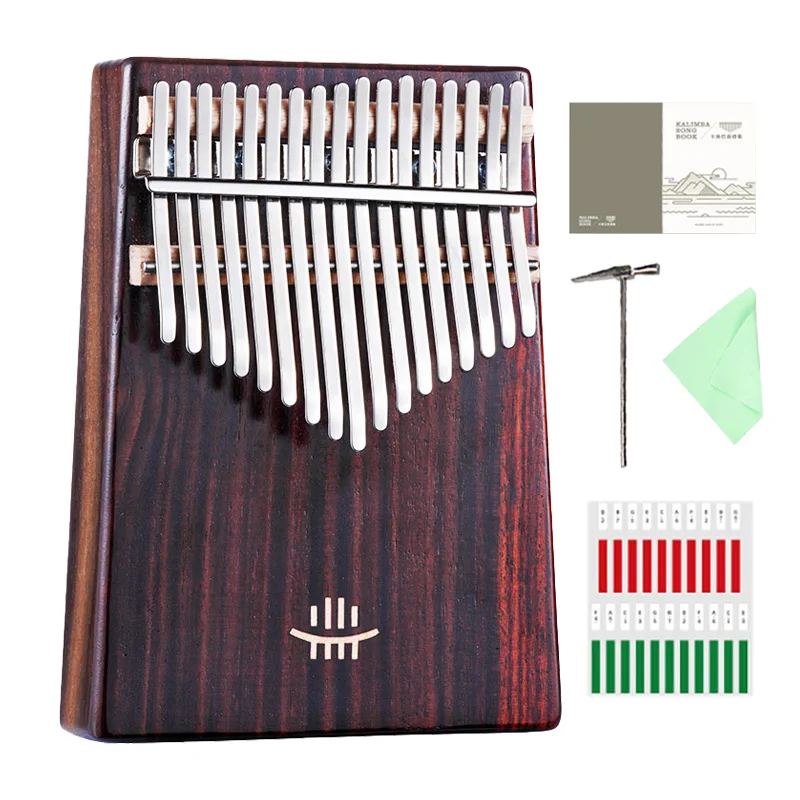 Hluru Kalimba 17 Keys with Hole 21 Keys Kalimba Full Solid Wood Thumb Piano Musical Instrument Professional Mbira For Beginners