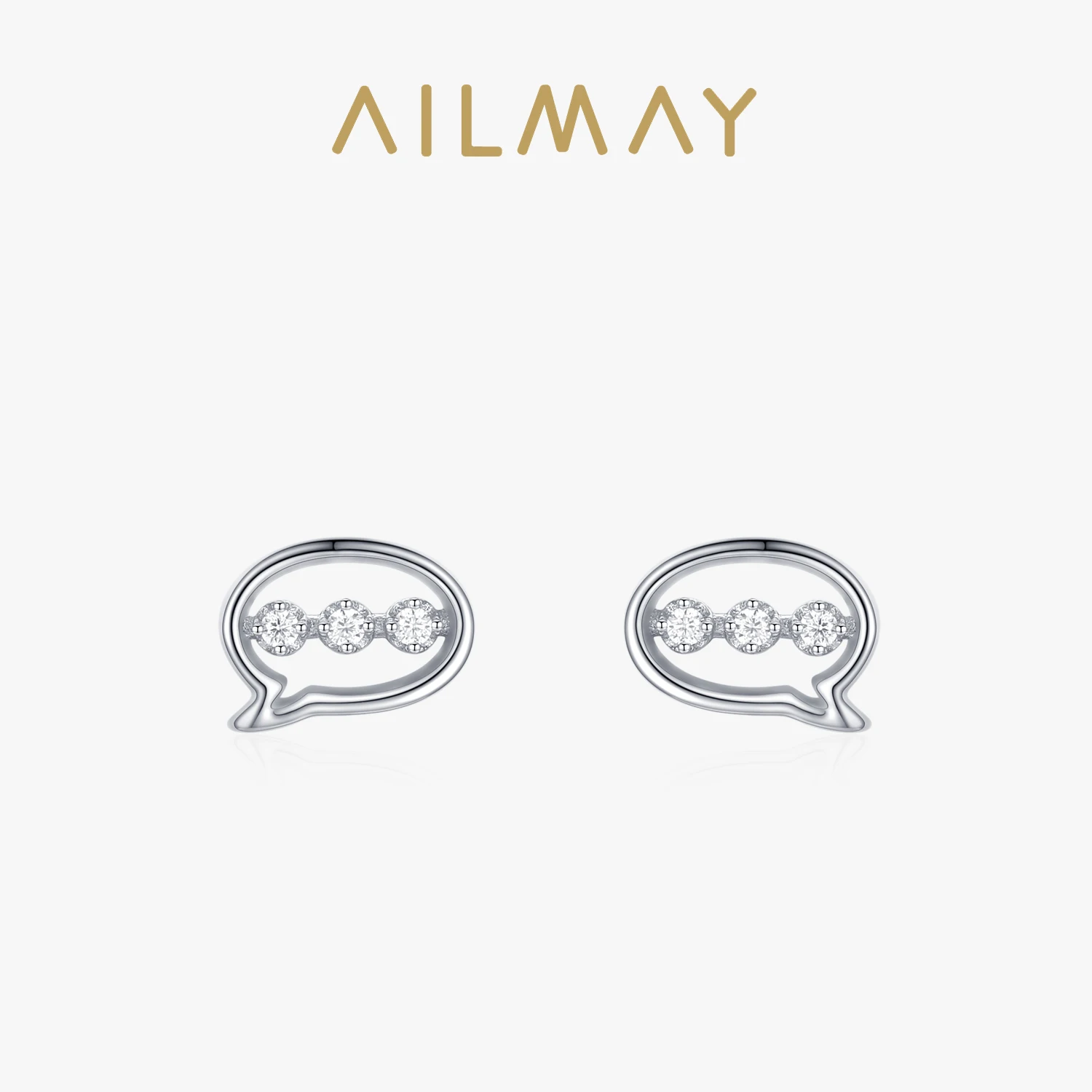 Ailmay Genuine 925 Sterling Silver Irregular Geometric Shape CZ Earrings For Women Girls Anti-allergy Fine Jewelry Gifts