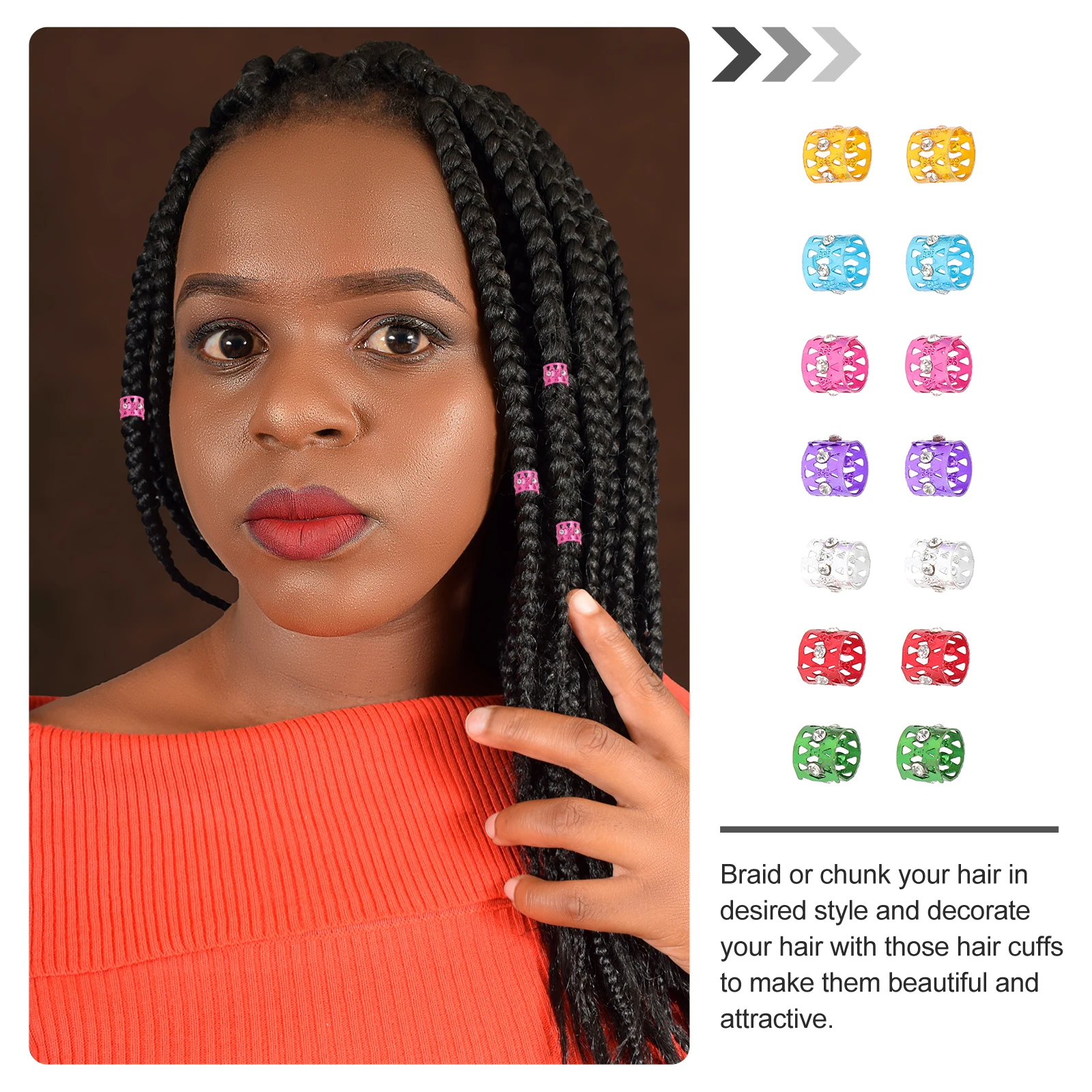 

50pcs Hair Ring Accessories Gold Spiral Braids Dreadlocks Reusable Alloy Beads Hair Extension Rings Decorations for Women