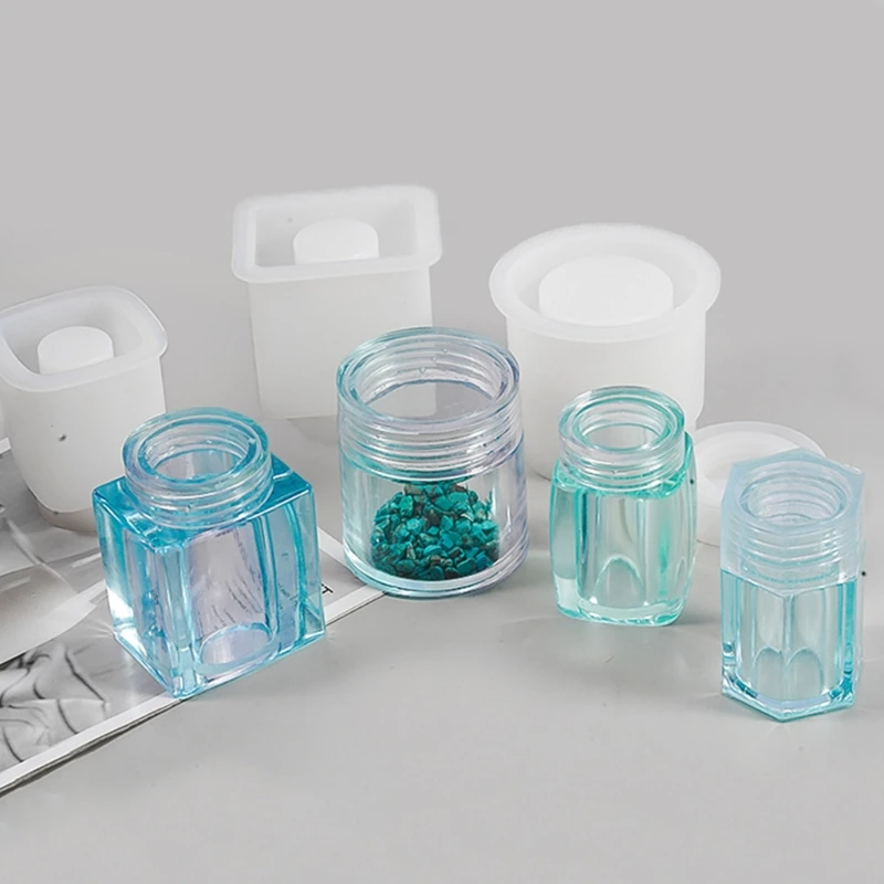 

Storage Bottle Jar Crystal Resin Mold Sealed Container with Lid Silicone Mould N58F