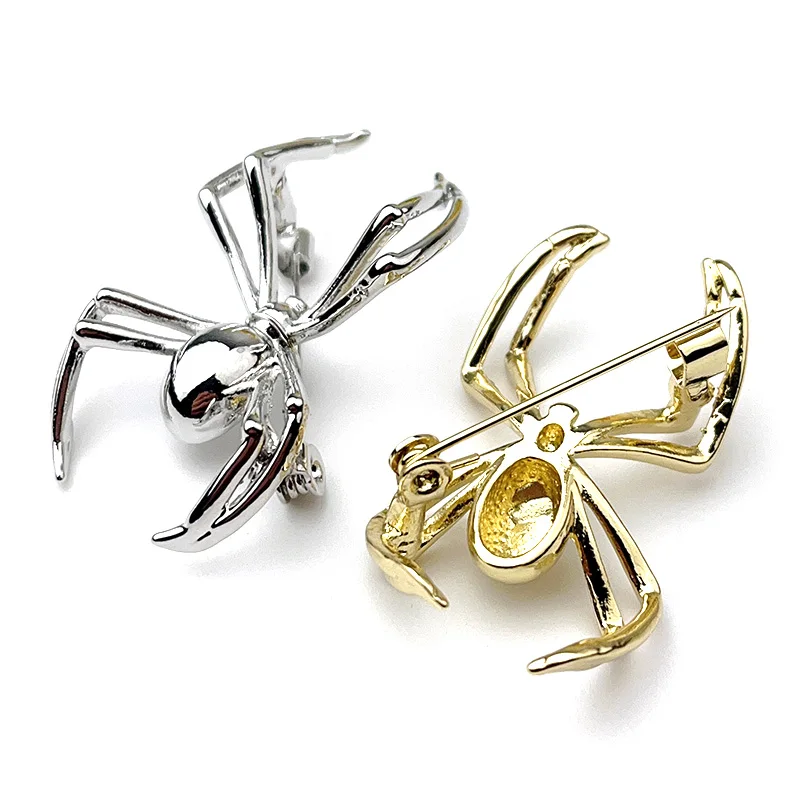 Exaggerated Creative Spider Brooch Metal Insect Badge Trend Pin Men Women Party Clothing Scarf Collar Accessories