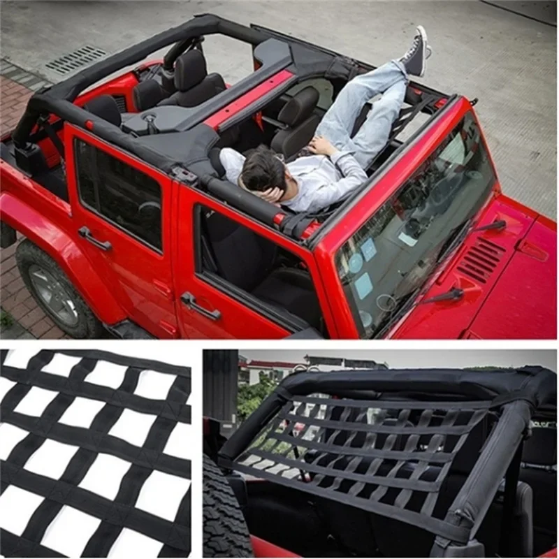 

Car Auto Hammocks Bed Roof Rack Luggage Cargo Net For Jeep Wrangler JK 07-18