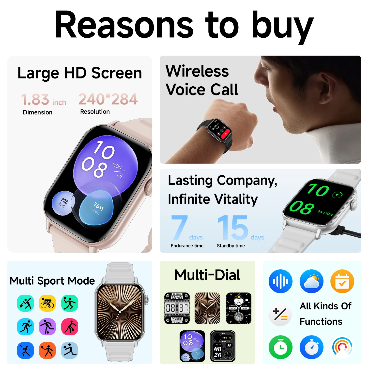 موضة جديدة Smartwatch التحكم الصوتي بلوتوث دعوة الدم الأكسجين رصد معدل ضربات القلب وضع متعدد الرياضة النساء هدية لهواوي