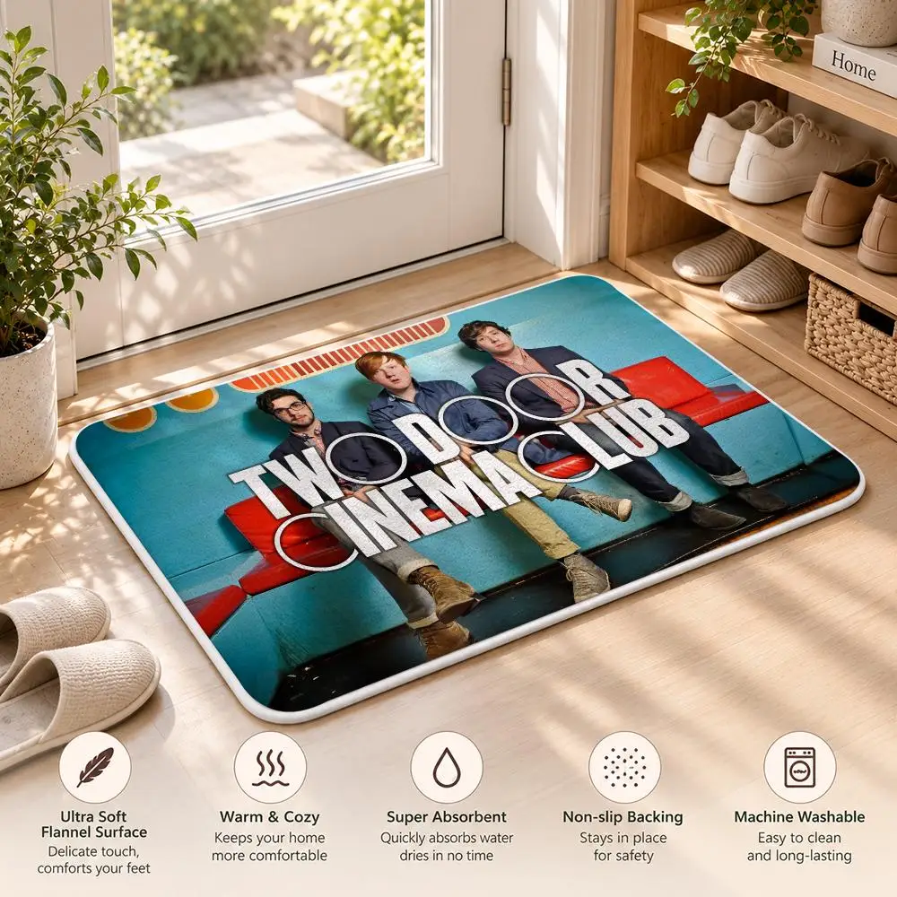 TWO DOOR C-CINEMA CLUB Logo Floor Mat Flannel Rug Soft Non Slip Door Mat For Bathroom Bedroom Kitchen Living Room Home Decor