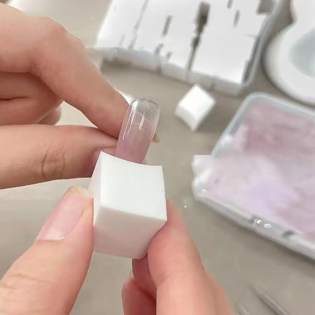 Esponjas para decoración de uñas con caja de almacenamiento, bolígrafo para agarrar, herramienta para manicura con gradiente artístico, esponja cuadrada de efecto profesional para manicura S Y6P5