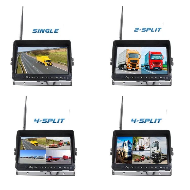 Portable Wireless RV Inside Split Screen Car Reversing solar wifi Aid 4 channel camera system for Semi Truck Trailer