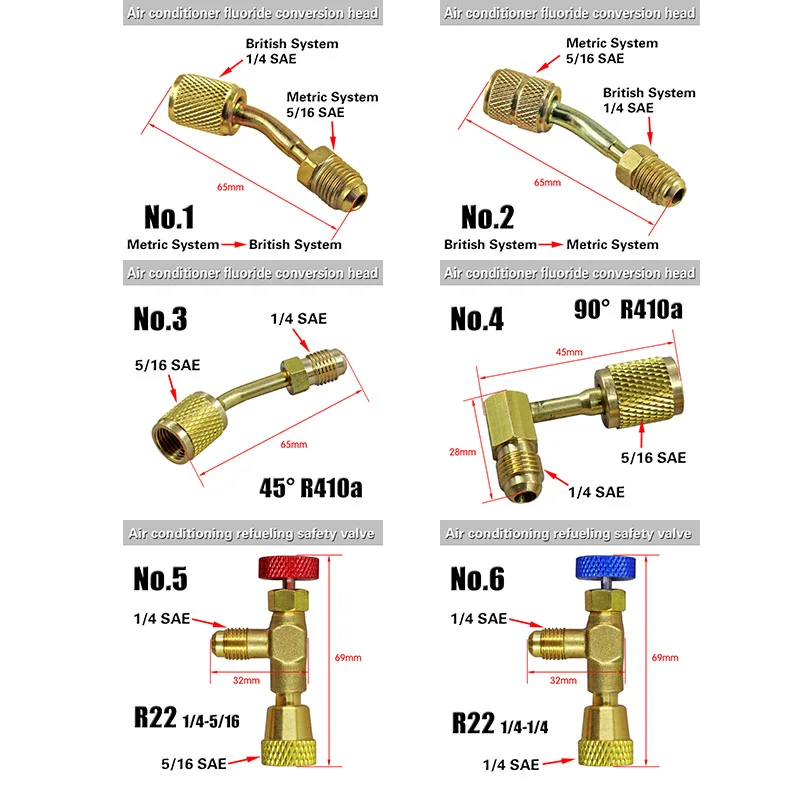 Air conditioning fluoride head R410A R22 conversion joint plus liquid pipe adapter joint