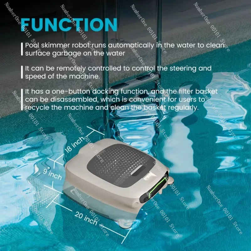 Dual Powered Robotic Pool Skimmer  Pool Surface Cleaner with Motors for Above Ground and Inground Pool Skimmer Robot