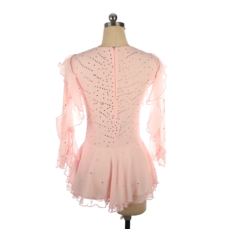 Professional Custom Figure Skating Competition Costume Figure Skating Performance Costume Light Pink 20 Colors