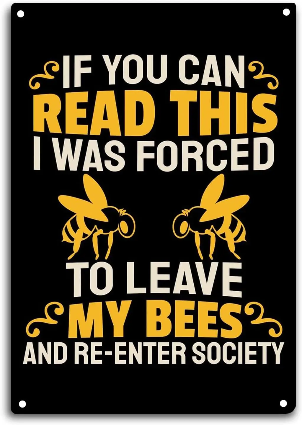 Beekeeper Tin Sign Honeycomb Room Wall Window Decor Funny Quote Wall Art Metal Poster Kitchen Garden Garage Indoor Outdoor Decor