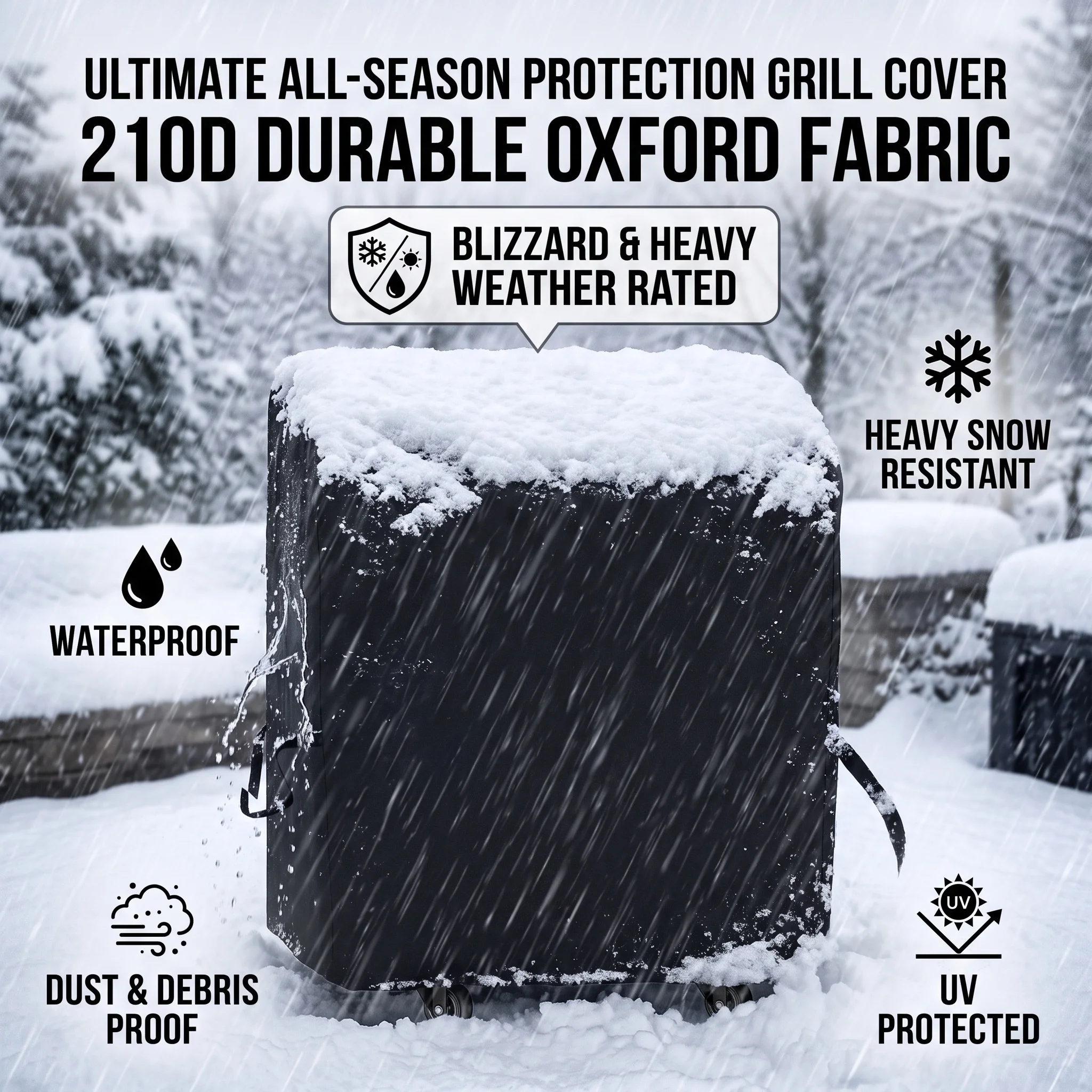 32 Inch Gas Barbecue Grill Cover Rainproof 210D Small BBQ Cover with Folding Side Table - Outdoor Kitchen Protection