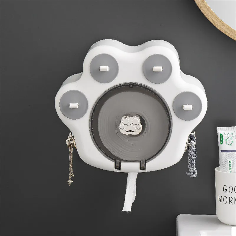 

Cute Washcloth Storage Box Wall Mounted Non Perforated Washcloth Storage Rack Toilet Paper towel reel dual purpose