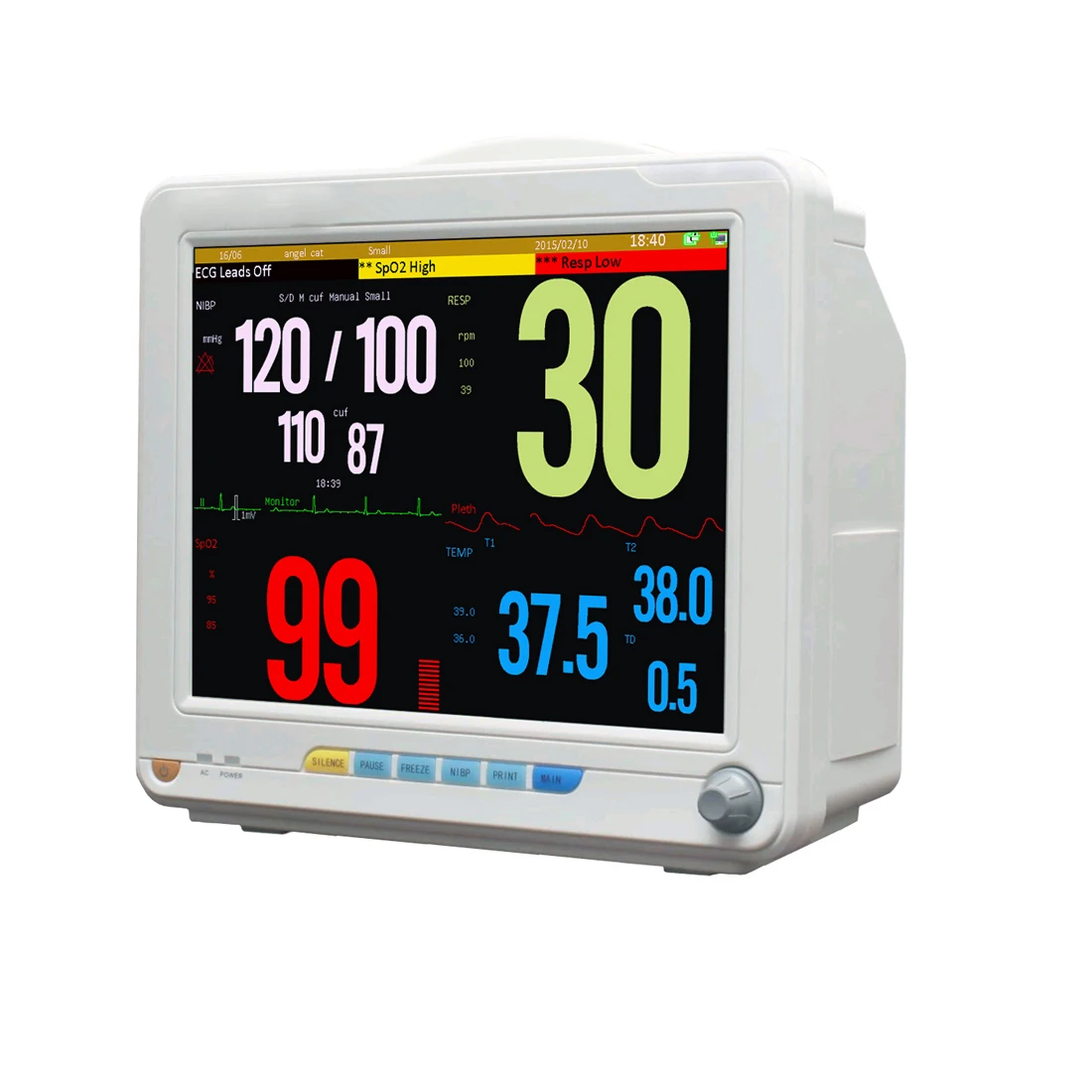 Factory Price 12.1 Portable Multi-parameter ECG SpO2 NiBP TEMP Monitor Patient For Hospital With WiFi Central Monitor System