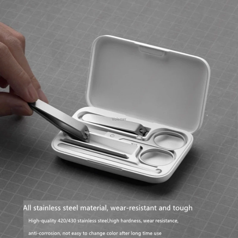 2022 Original Xiaomi Xiaomi Mijia เล็บ Clipper สแตนเลสแบบพกพาเล็บ5Pcs ชุดเครื่องมือ Pedicure Care เครื่องมือทำเล็บมือ