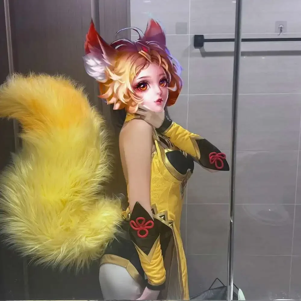 New Honor Of Kings Lady Fox Cosplay Prop Fox Ears Hairhoop Tail Headwear Lolita Halloween Christmas Game Party Cosplay Prop