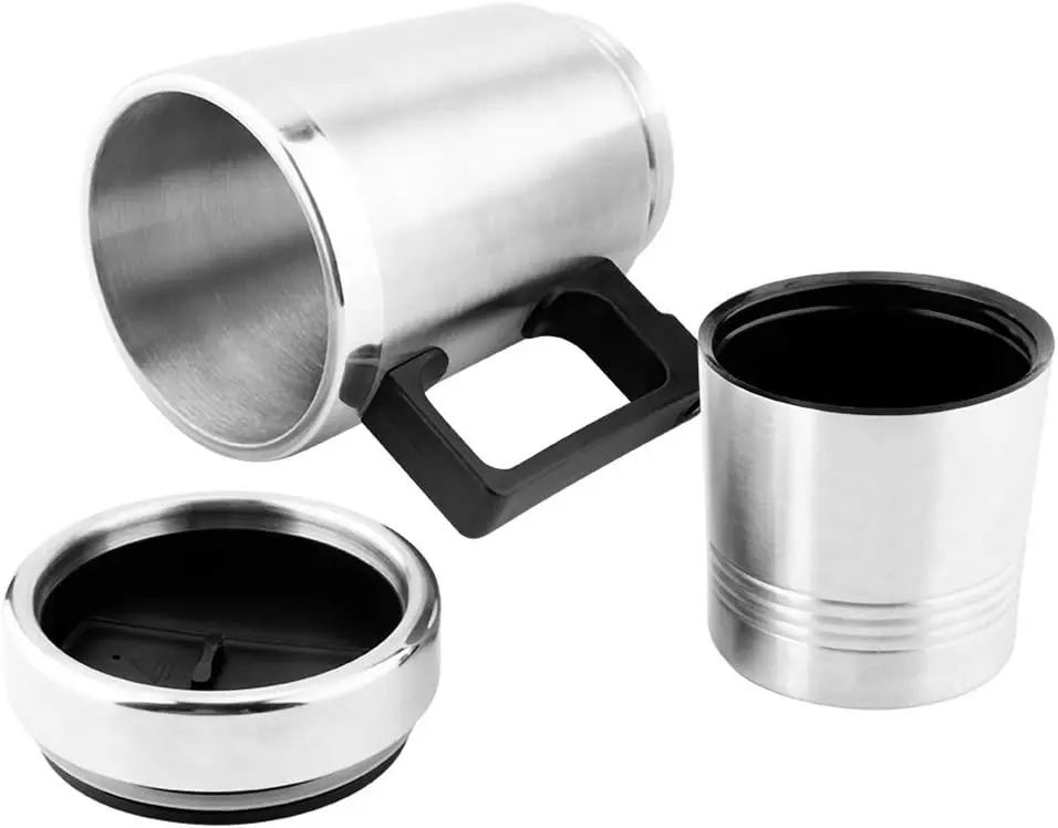 Auto-Warmwasserkocher, 350 ml + 150 ml Edelstahl-Auto-Wasserkocher, Kaffee, Tee, Wasserheizbecher, 12 V