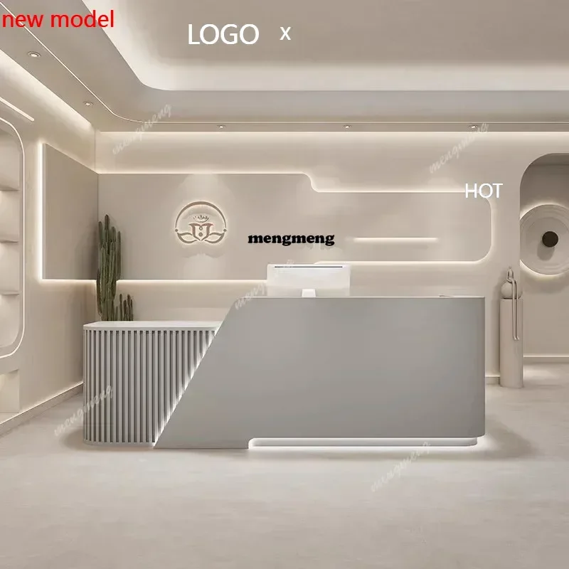 

H132 Роскошная уникальная мебель: Белая церковная кафедра, стойка ресепшн, трибуна, небольшой длинный стол, пюпитр, тумба для хранения.