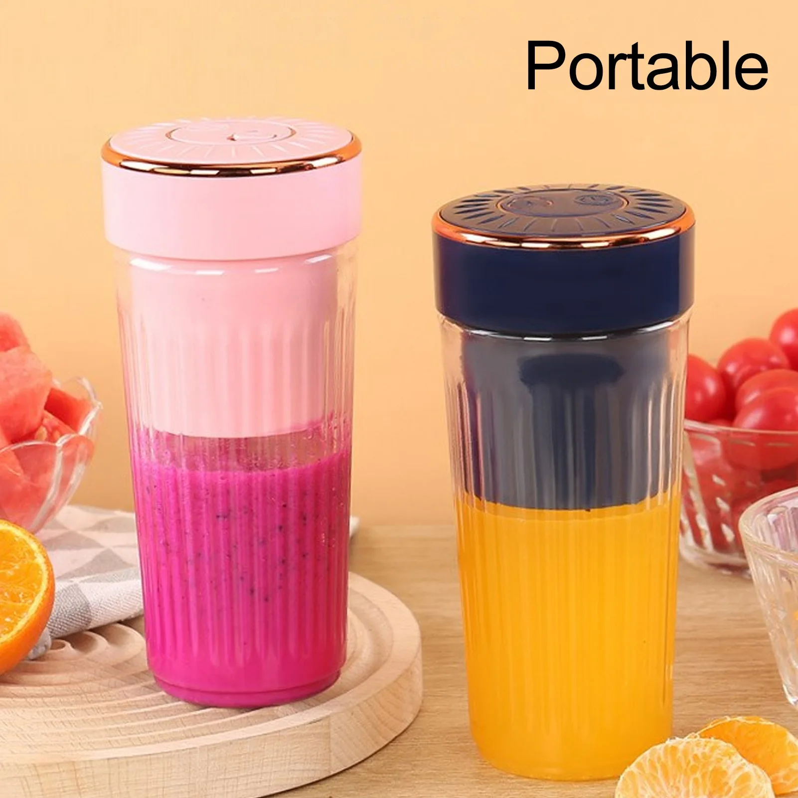 Electric Juicer Cup Fruit Mixer Multifunctional Portable Cordless Mini 6 Blades Juice Extractor Shaking Blender Cup