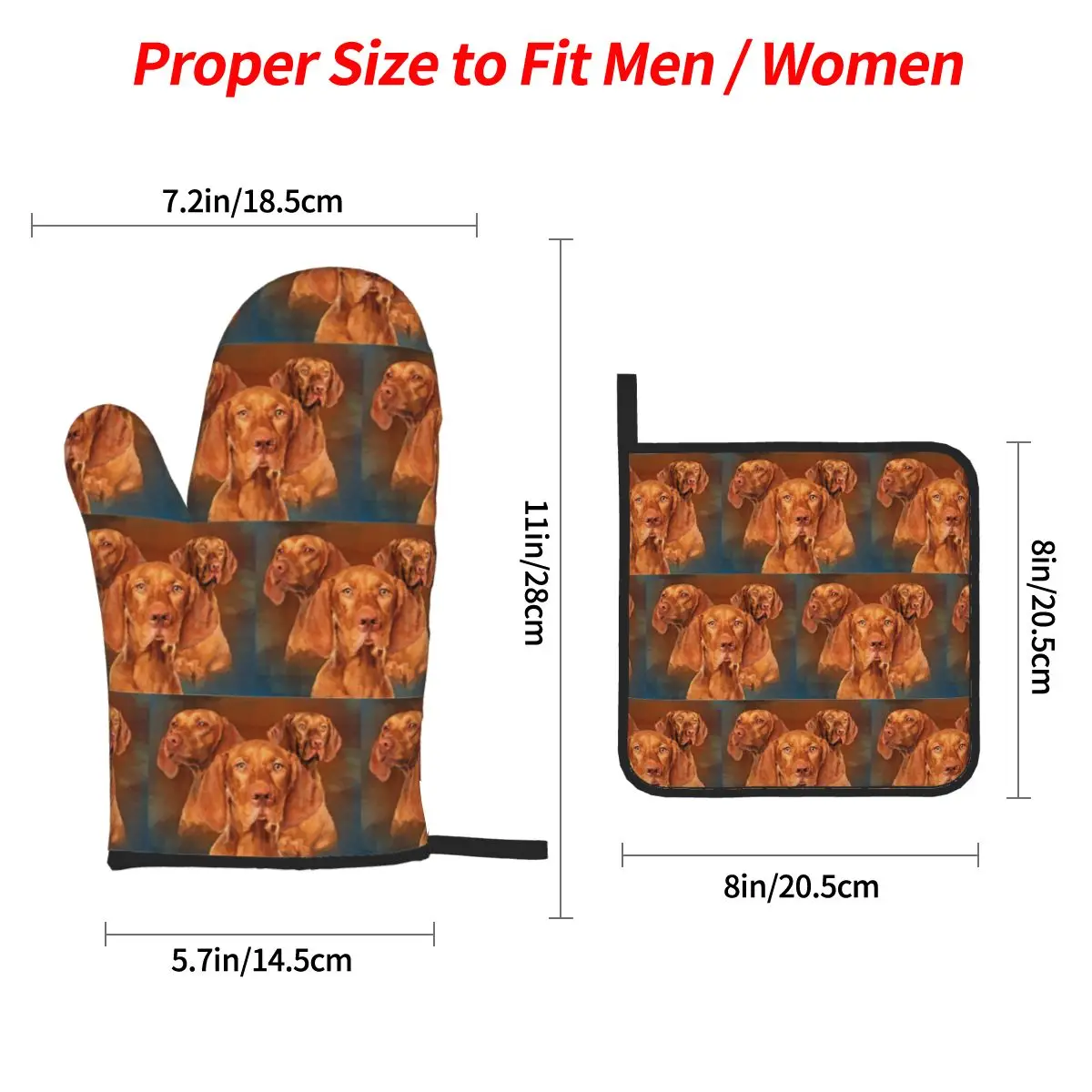 Vizsla - Hungarian Pointer Collage Oven Mitts and Pot Holder Sets of 4 for Baking Cooking Grilling Resistant Non-Slip Gloves