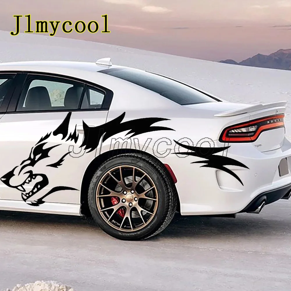 2PC Large Size Car Stickers Coyote Wolf Grunge Design Vinyl Decals Door Side Pickup Vehicle Truck Car Sticker Set Of Two