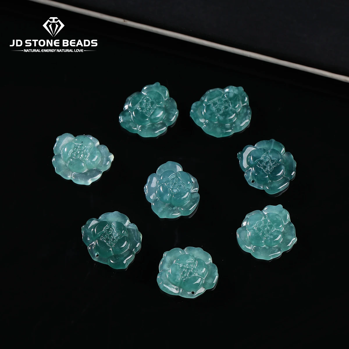 

5 Pc/lot Natural Stone Guatemala Jadeite Carved Flower Shape Bead For Jewelry Making DIY Necklace Bracelet Accessory Wholesale