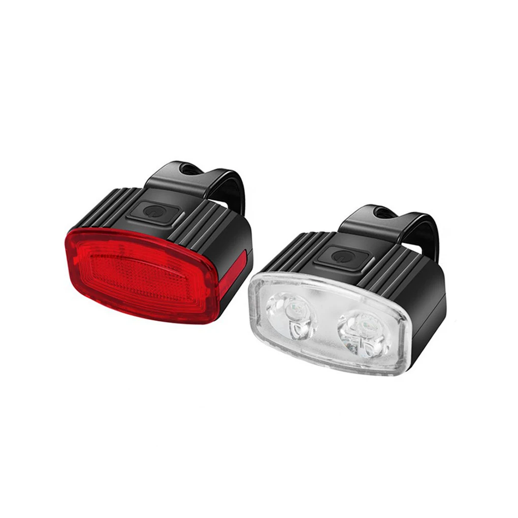 Conjunto de luzes led para bicicleta, luzes dianteiras e traseiras, carregador usb, para mtb, estrada, acessórios de ciclismo, 2 peças