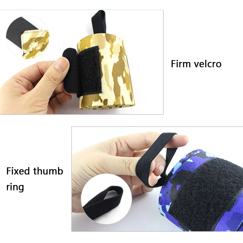 2pc Wrist Support Gym Strap Camouflage Adjustable Wristband Elastic Wrist Wraps Bandages for Gym Weightlifting Protect Hand Wrap