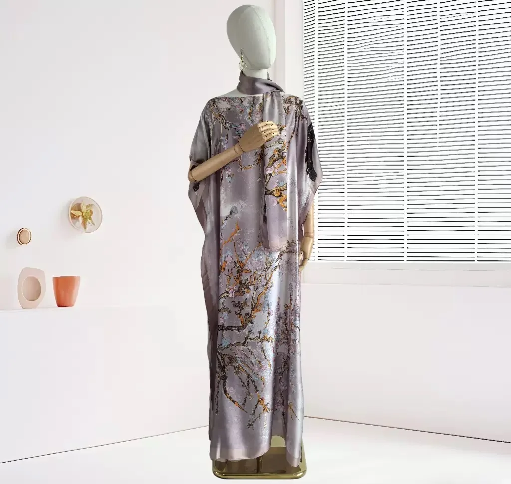 

Fashion Muslim African Short Sleeve Dresses for Woman Dubai Abaya Fashion Print Kaftan Dress Elegant Islam Lady Dress With Scarf