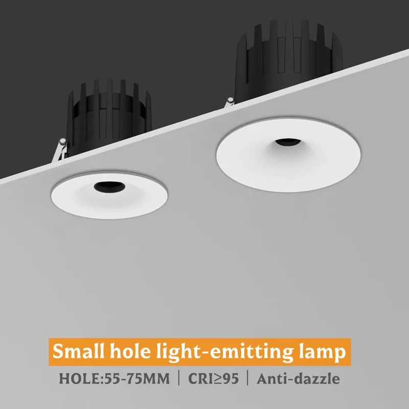 Embedded LED small-hole light-emitting downlight anti-glare COB ceiling lamp for living room, hotel, study room lighting110V220V