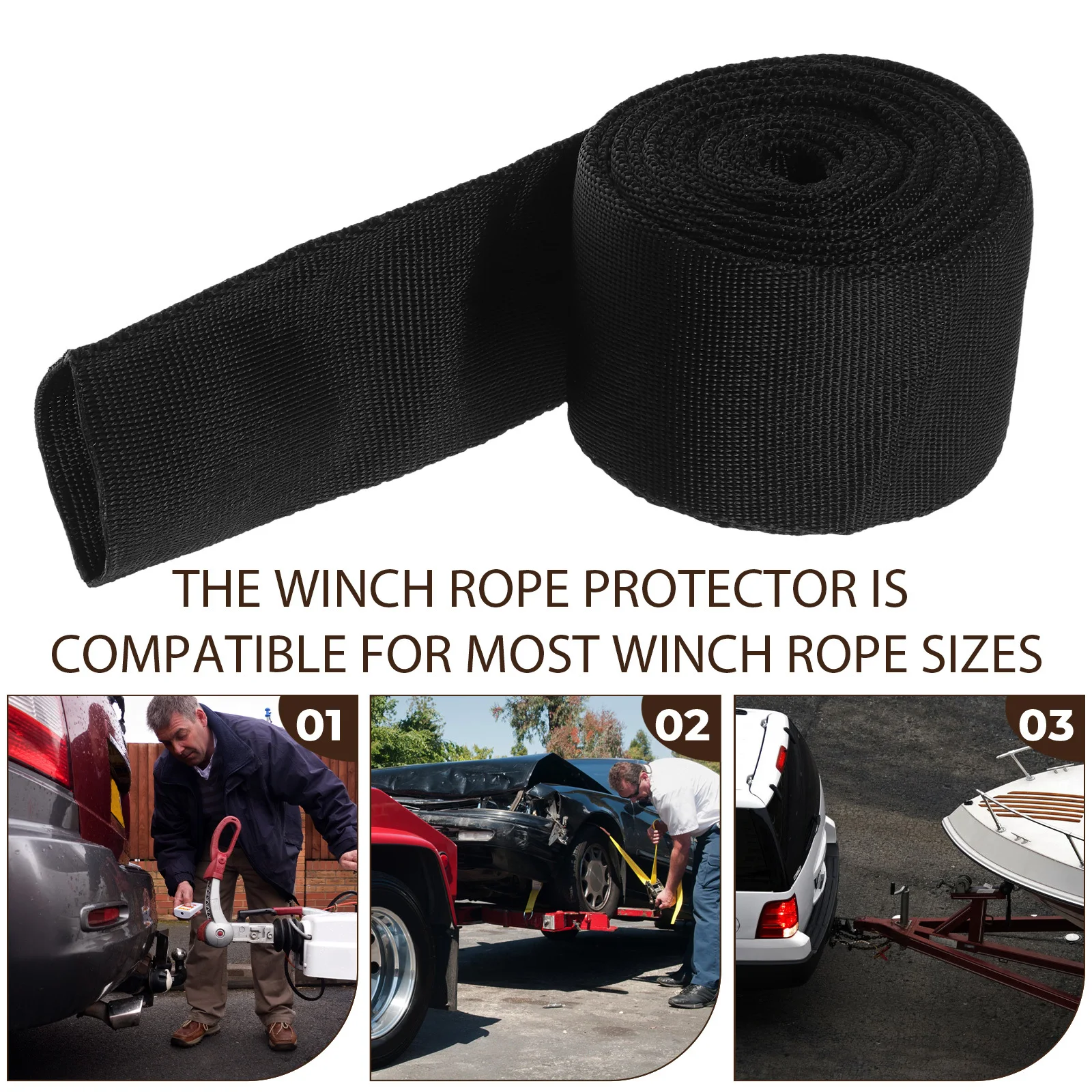 

Nylon Protector Sleeve Winch Rope Cover Heavy Duty Wear Resistant Lightweight Tangle Prevention Universal Fit For Most Winch