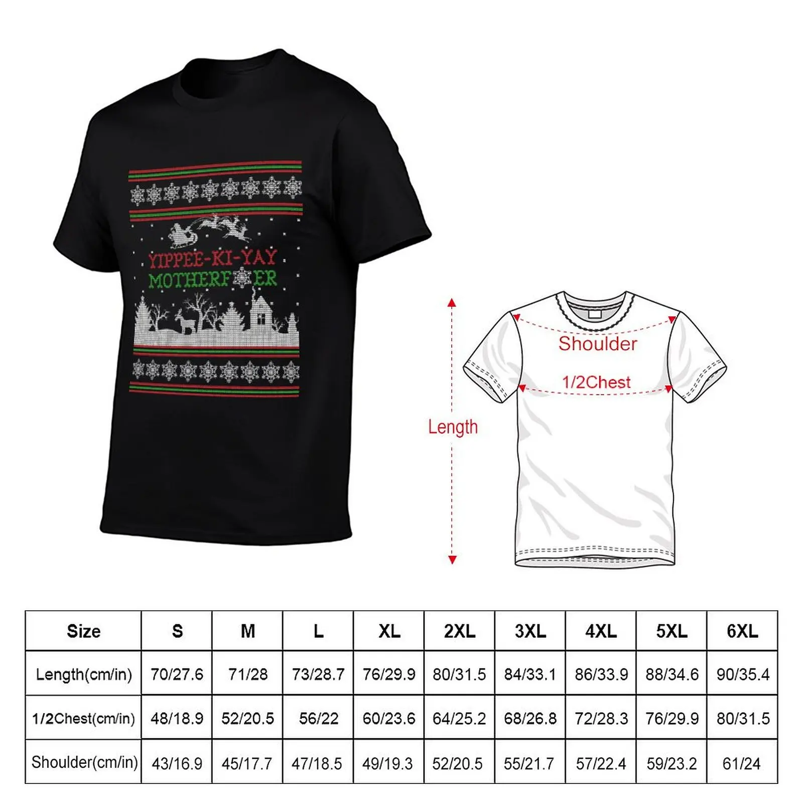 Die Hard Yippee-Ki-Yay Ugly Christmas Sweater T-Shirt Lightweight Casual Summer T-Shirt