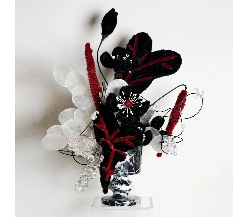 Handmade floral marble flower ware combination ornament, model house sales office club ornament