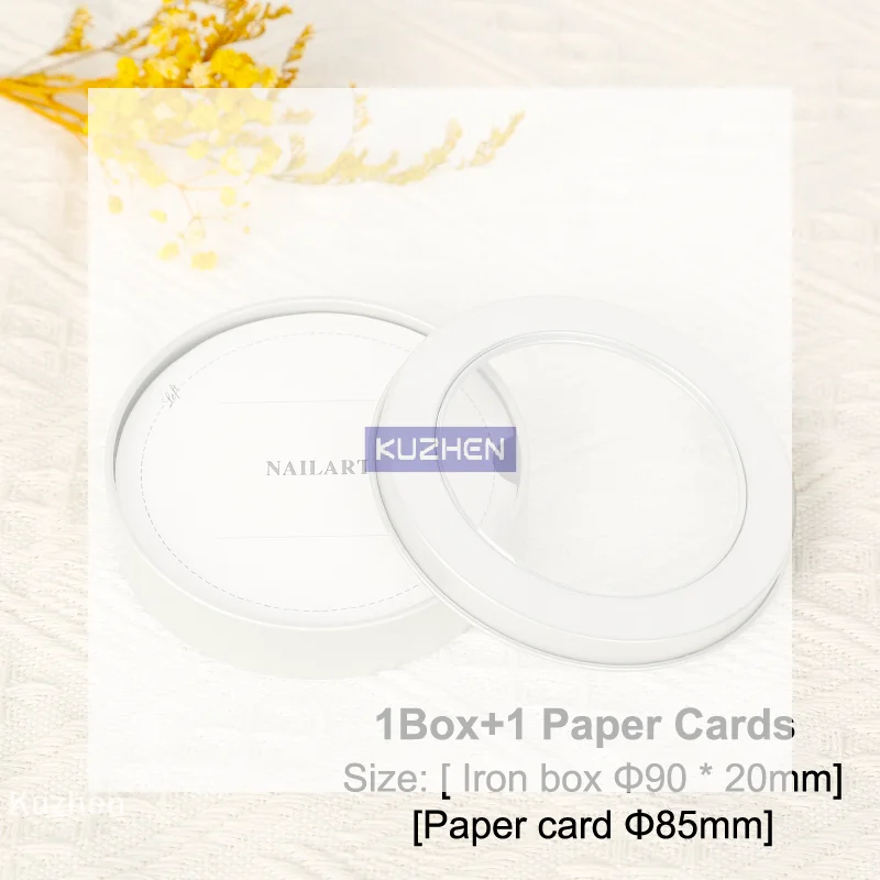 /Kuz/False Nail Press On Wearing Circular Iron Display Box With Display Card Nail Packing Box For Fake Nails Finished Product