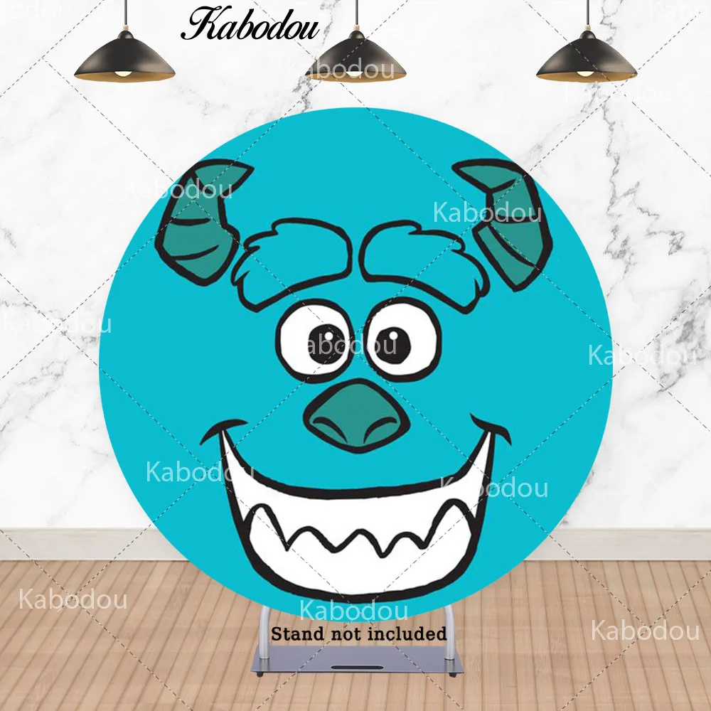 Monsters Inc Circle Photo Background Cover per bambini compleanno Pixar Boo Mike e Sully Round Photography Background