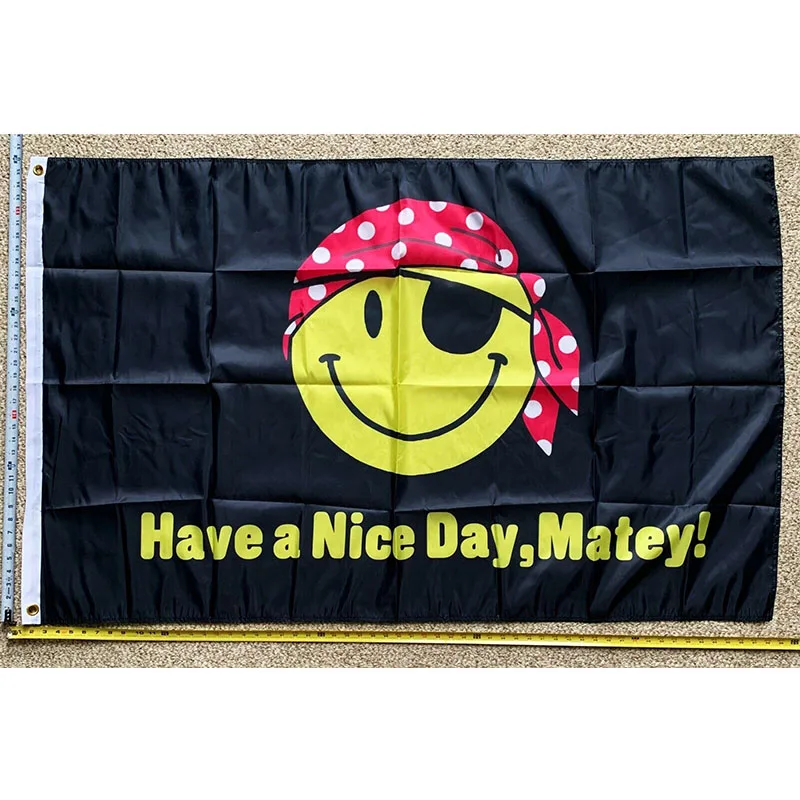 Smile FREE SHIPPING Smile Face Have a Nice Day Matey Bandana Beer Party Trump Funny Cool Sign USA 3x5' yhx0337