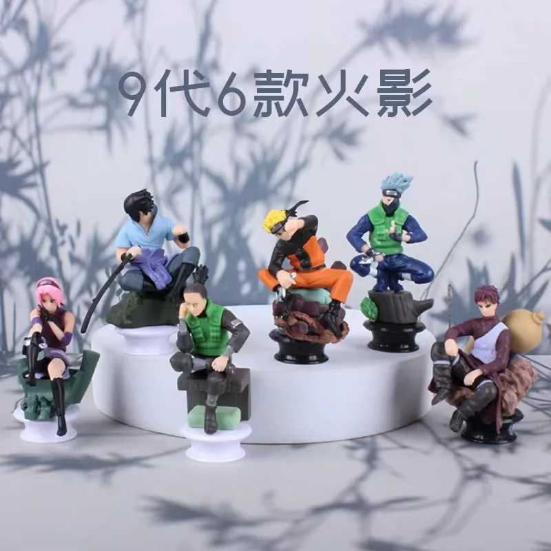 

6pcs/set Anime Naruto Chess Version Kakashi Shikamaru Sasuke Manga Figurine Statue PVC Action Figure Collectible Model Doll Toys