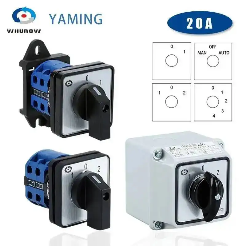 LW26 YMW26-20A Rotary Cam Switch 660V 1-6 Poles Silver Contact Industrial Control Changeover Universal Switch