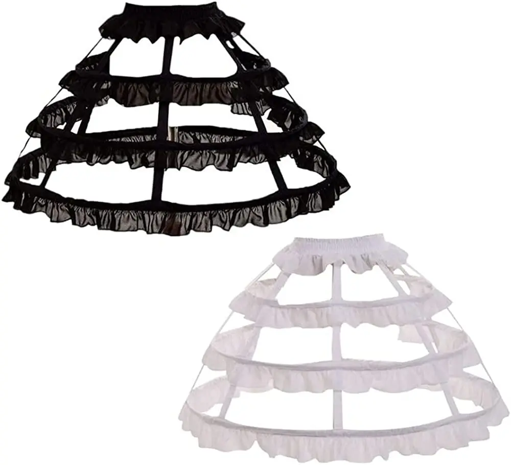 3 Hoops Ruffle Rockabilly Crinoline Lolita 짧은 페티코트 볼 가운 코스프레 언더 스커트 파니에 페티코트