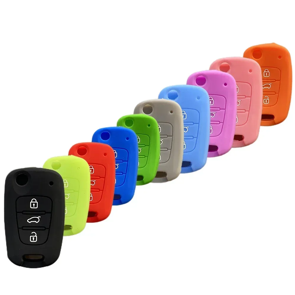 For Hyundai Elantra Accent I20 I30 Ix20 Ix35 Kia Sportage Rio3 Soul Optima Ceed Pro K5 K2 Silicone Car Key Case Cover Keychain