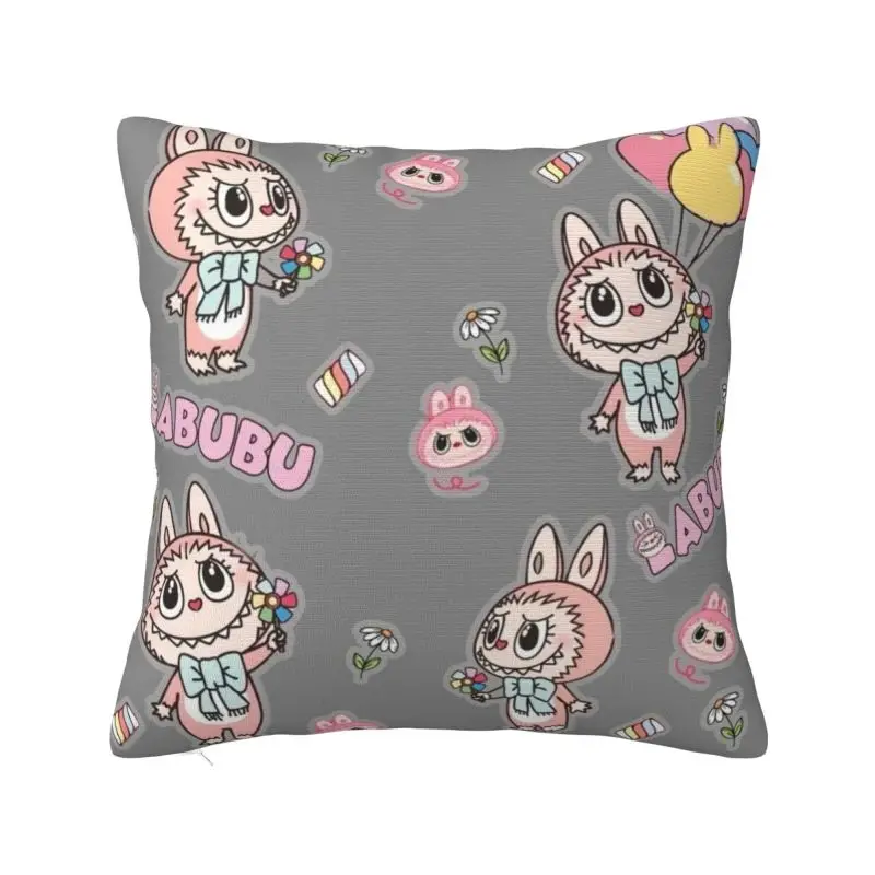 Custom Cute Anime Labubues Cushion Covers Sofa Living Room Square Throw Pillow Cover