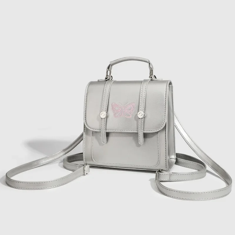 

Advanced Silver Fashion Cute Butterfly Backpack Female Double Shoulder Bags Girl Students Schoolbags Niche Korean Style Handbags