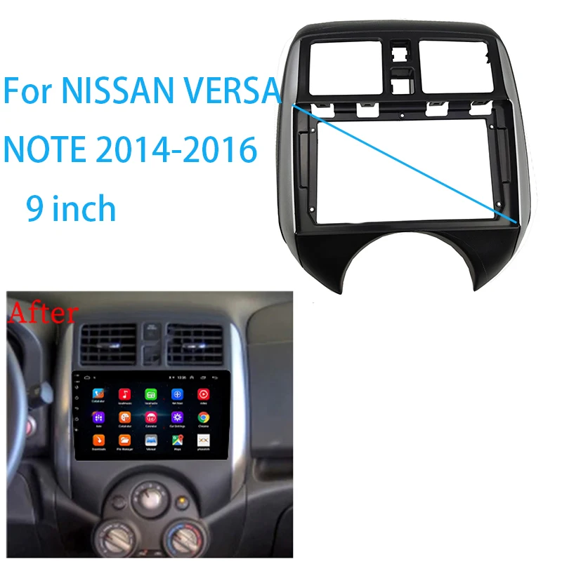 9 Inch Car Radio Panel For NISSAN VERSA NOTE 2011-2014  Drive Stereo Player Fascia Audio Refitting Installation Frame