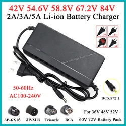 New 42V 54.6V 58.8V 67.2V 84V 2A 3A 5A Lithium Battery Charger For10S 13S 14S 16S 20S 36V 48V 52V 60V 72V 2A 3A 5A Fast Charging